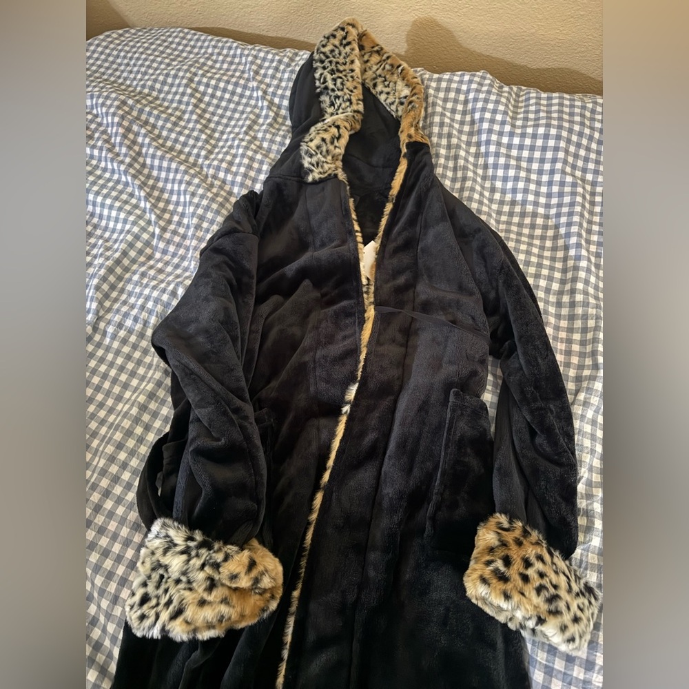 Alexander McQueen Black Teddy Jacket with Leopard Accents